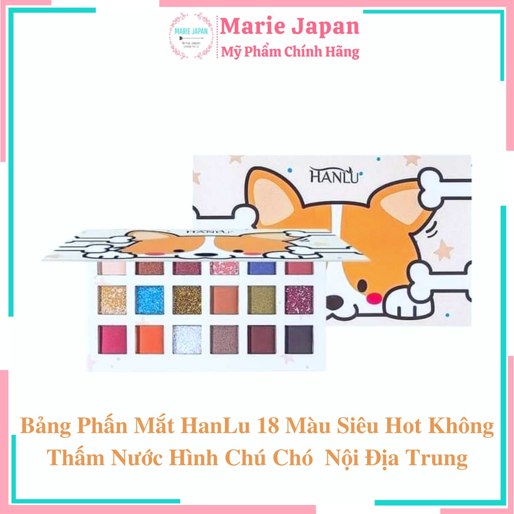 Bảng Phấn Mắt HanLu 18 Màu Hình Chú Chó Không Thấm Nước Nội Địa Trung