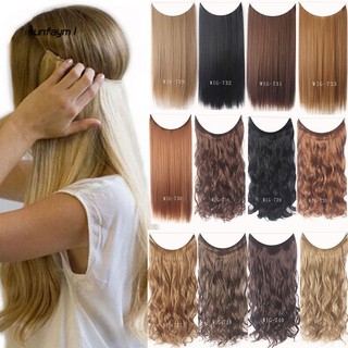 Sunfay♥Fish Line Natural Fiber Hairpiece Hair Extension Long Women Curly Straight Wig