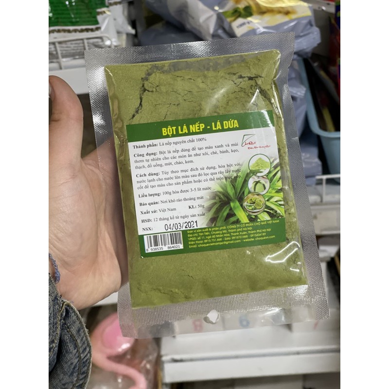 50g Bột Lá dứa ( Nếp) màu xanh
