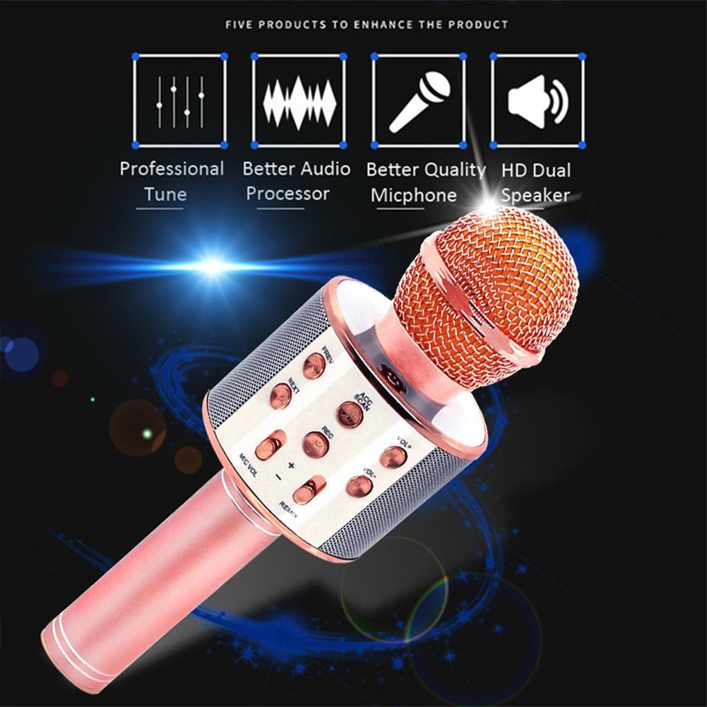 Micro Hát Karaoke Không Dây Kết Nối Bluetooth Tích Hợp Điện Thoại Tiện Dụng