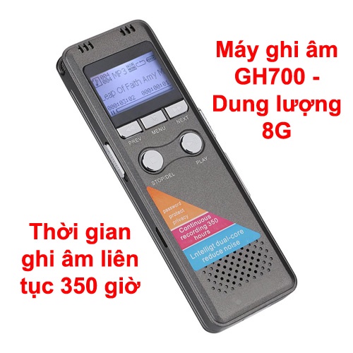 Máy Ghi Âm Chuyên Nghiệp GH-700 {Ghi âm liên tục 350 giờ} Lọc âm thanh chất lượng cao