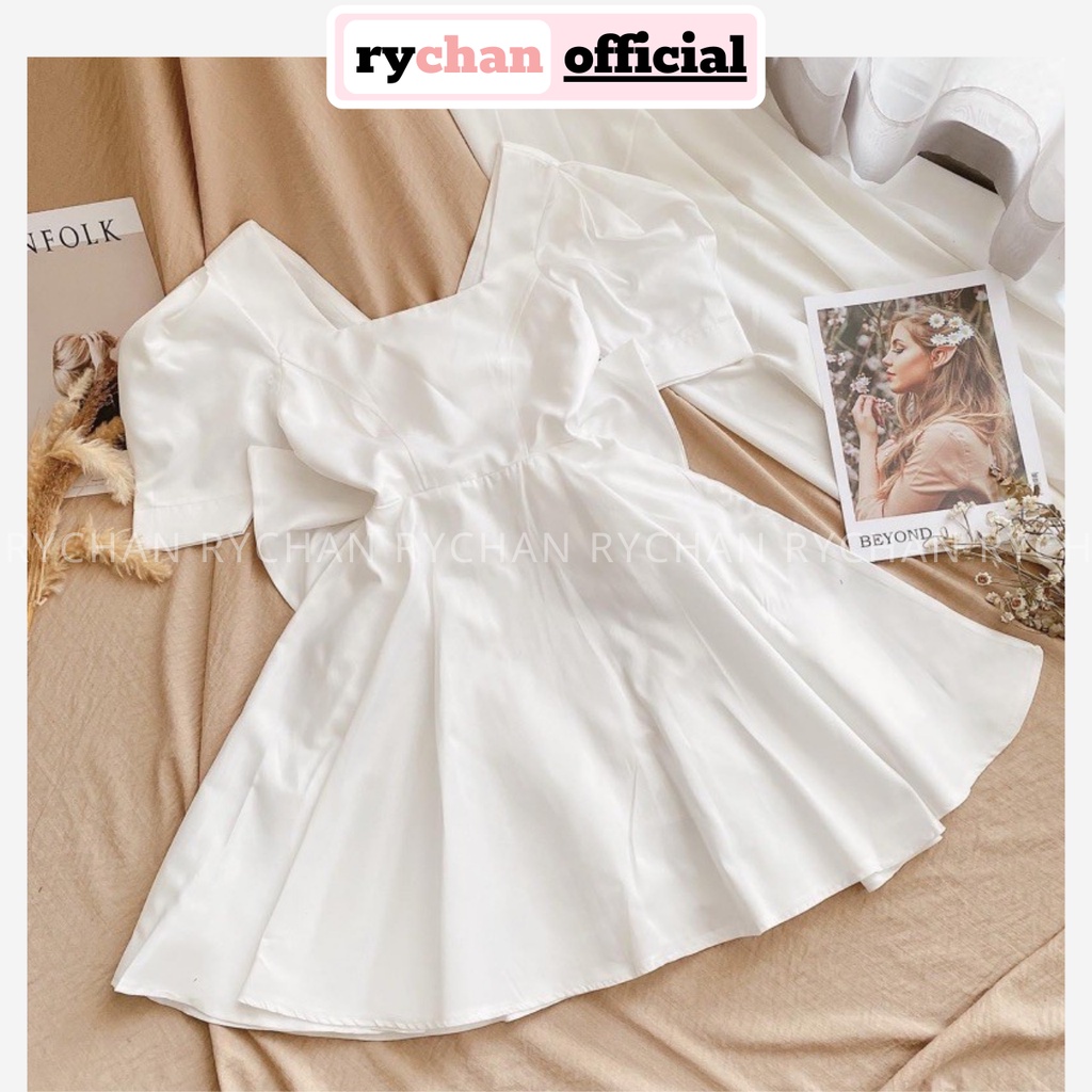 Đầm Váy Nữ Dự Tiệc Cưới Dáng Ngắn Cổ Vuông Nơ Sau Bo Eo Tôn Dáng Cực 2 Kiểu, Đầm Xinh Dịu Dàng [ẢNH THẬT CUỐI] - DX9822