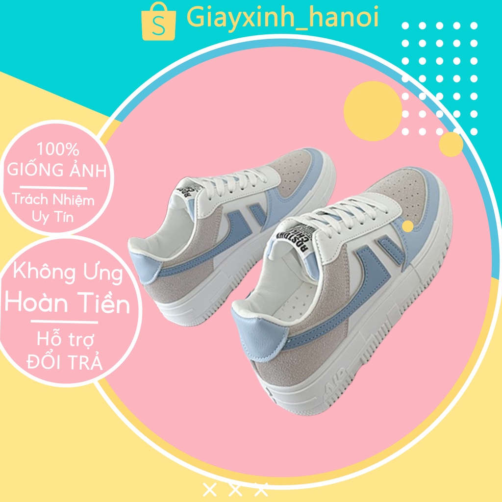 Giày thể thao học sinh nữ Ulzzang đế bằng buộc dây kiểu dáng Hàn Quốc đáng yêu