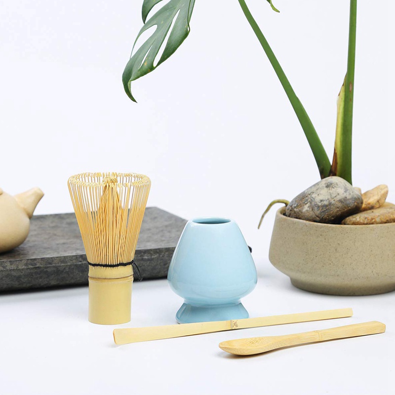 Bộ 4 dụng cụ pha trà matcha bằng tre kèm 100 giá đỡ tiện dụng