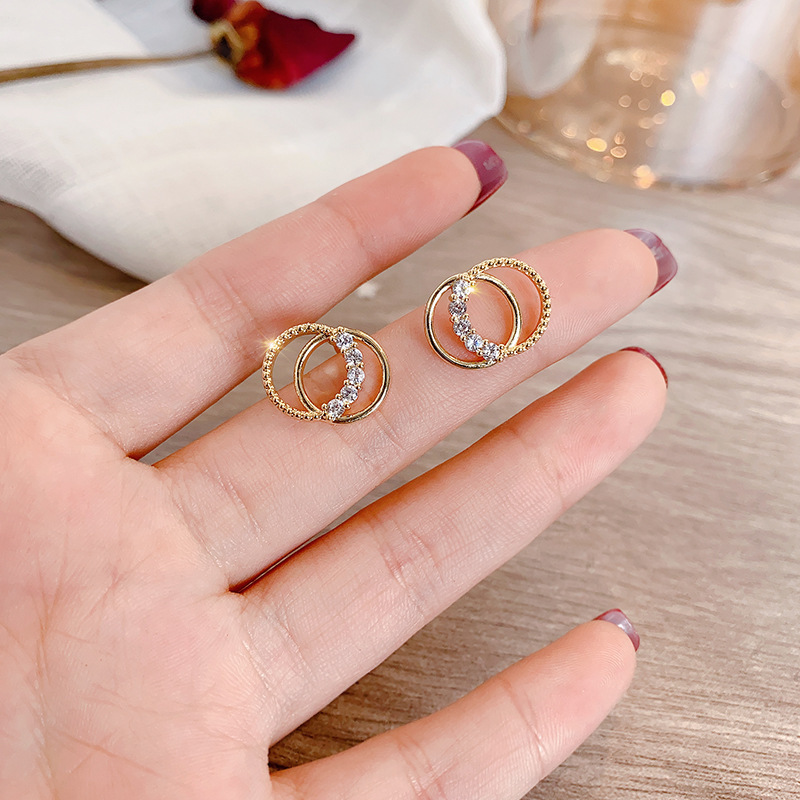 Bông Tai Mạ Bạc 925 Hình Tròn Đính Đá Zircon Thời Trang Cho Nữ