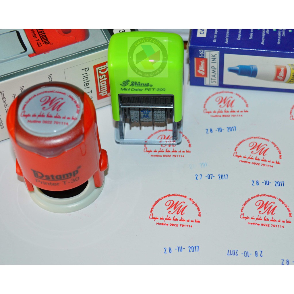 Con dấu ngày tháng năm có sẵn mực thường đóng lên giấy - HÀNG NHẬP KHẨU PET-300 hiệu SHINY