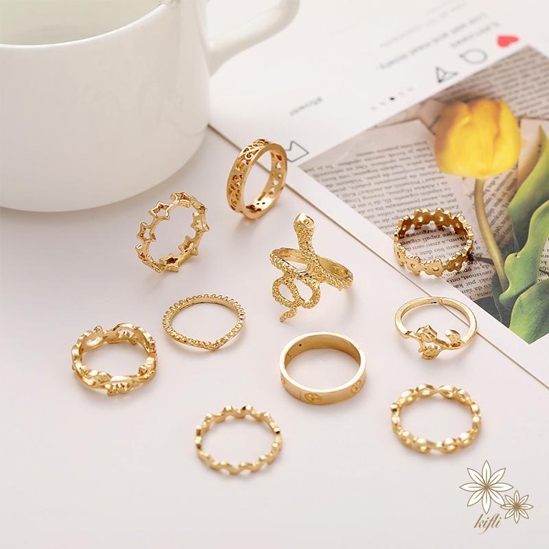 Bộ 10 Nhẫn Hình Rắn Thiết Kế Đơn Giản Sáng Tạo Cho Nữ