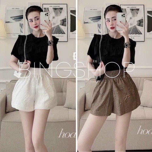 Quần short đũi thời trang nữ vải đũi hoa hồng cao cấp 3 màu cực xinh, sang chảnh đi biển, đi chơi | BigBuy360 - bigbuy360.vn