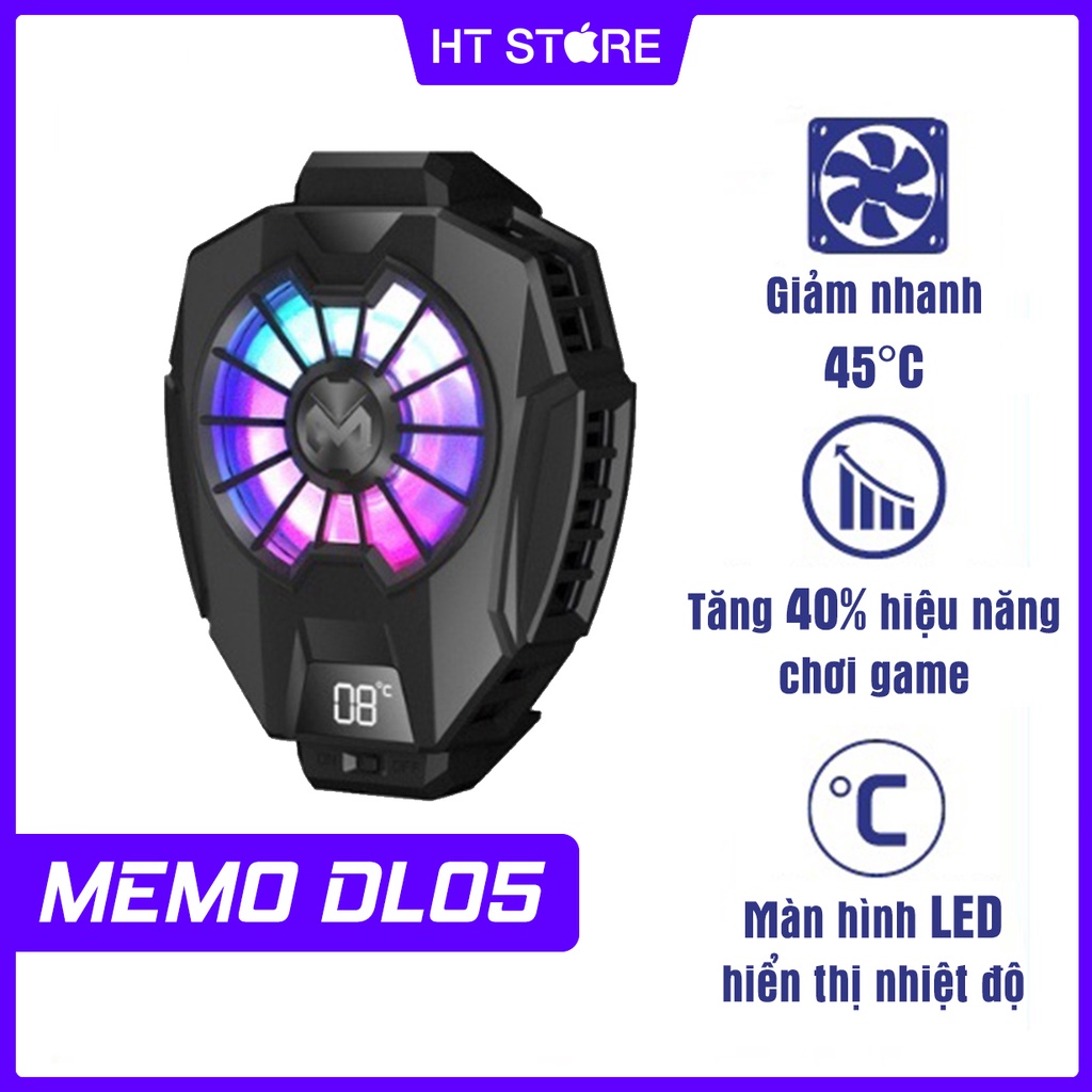 Quạt tản nhiệt điện thoại MEMO DL05, DL01, FL01 - Siêu lạnh, Đèn LED RGB, Kẹp thu vào 2 chiều