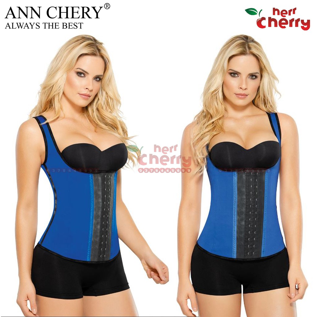 Đai nịt bụng giảm mỡ Ann Chery 2022 Blue 3 Hooks Fajas Latex Vest