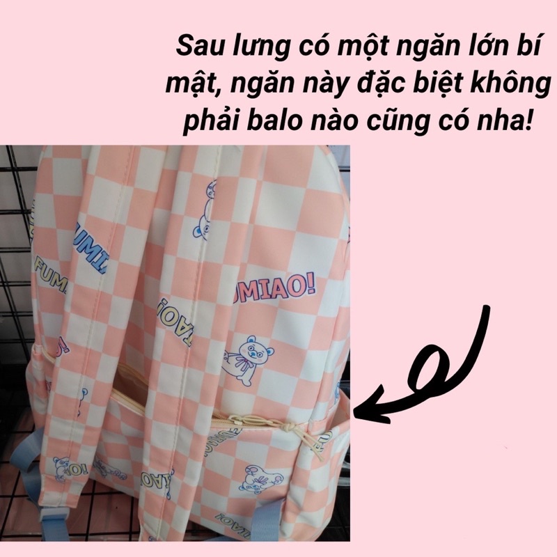Balo đi học caro phối màu trẻ trung 🌱 Balo uzallang unisex caro tặng kèm stick