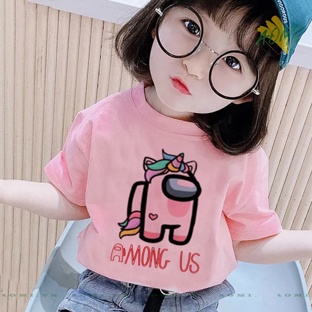 ÁO THUN PINK AMONG US UNICORN KID PHÔNG NAM NỮ GIA ĐÌNH CẶP ĐÔI CÓ SIZE TRẺ EM CHO BÉ TRAI GÁI AOMIVN