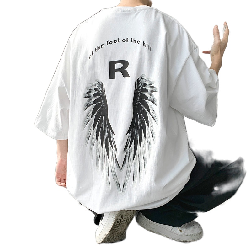 Áo Thun Nam Dáng Rộng Có In Chữ Phong Cách Hip Hop