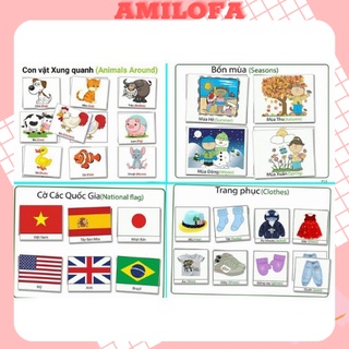 Học liệu montessori cho bé bóc dán thông minh 18 Chủ Đề - Matching Book AJ01