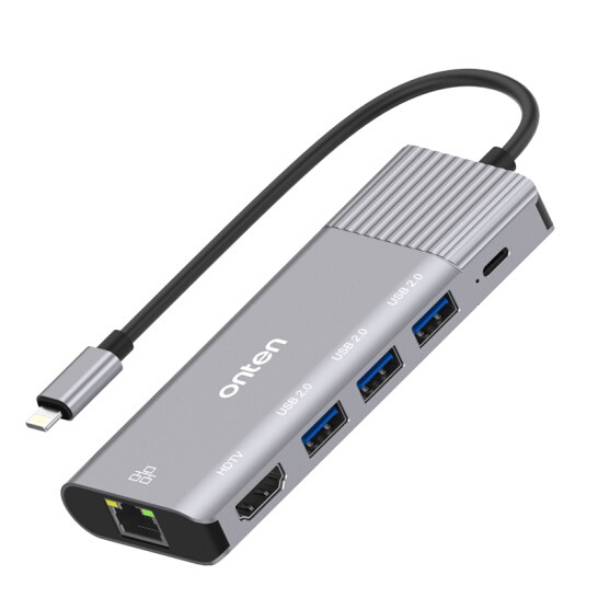 Cáp chuyển Lightning to HDMI, USB 2.0, Lan hỗ trợ sạc Onten 79591 - Hàng Chính Hãng