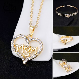 ELLA ® KC Gold Plated Mom Heart Necklace Jewelry Set Bracelet Earrings