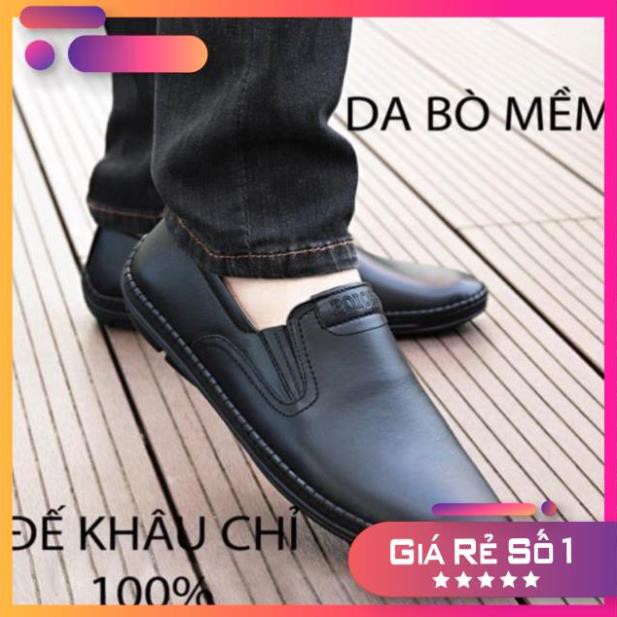 HÀNG 1:1 ( 2 MÀU) Giày lười nam Boss da bò chất đẹp - hàng xuất khẩu