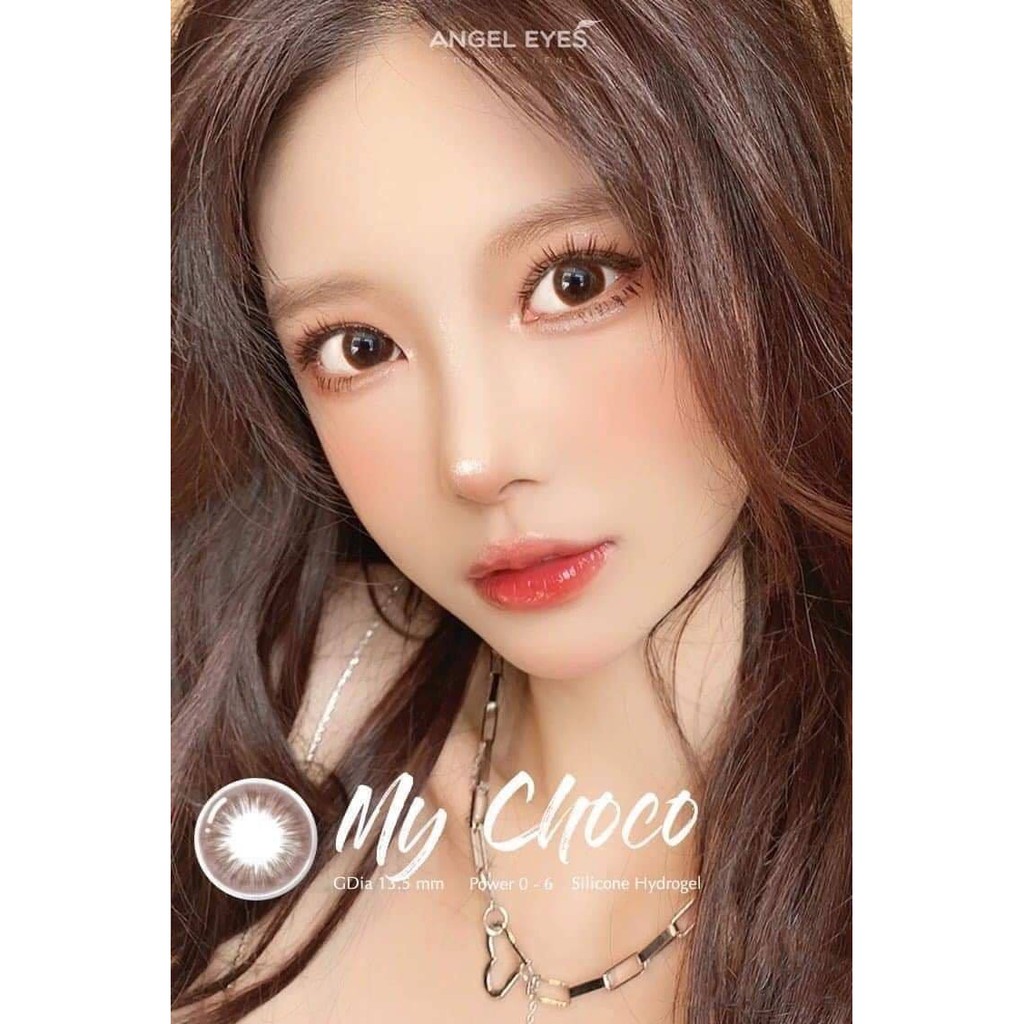 [TẶNG KÈM QUÀ] Lens nâu tự nhiên MY CHOCO - Lens mắt nâu Angel Eyes chất liệu Silicone đường kính 13.5mm - Độ cận 0-8