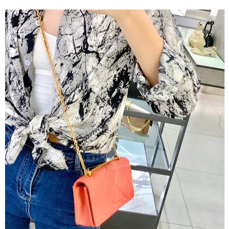 Phong Cách Mới CNK Ví Dài Hộp Quà ck6-10680924 Túi Đeo Chéo Dây Xích Hình Tranh Sơn Dầu Cho Nữ