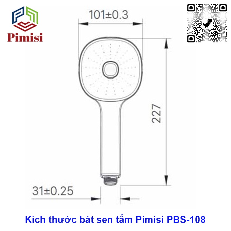 Bát Sen Tắm Của Vòi Tắm Hoa Sen Nóng Lạnh Pimisi PBS-108 Với Tay Sen Bằng Nhựa - Tăng Áp Tiết Kiệm Nước | Chính Hãng