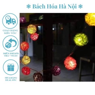 Đèn Nháy Quả Cầu Mây Tròn 7 Màu 20 Đèn Led