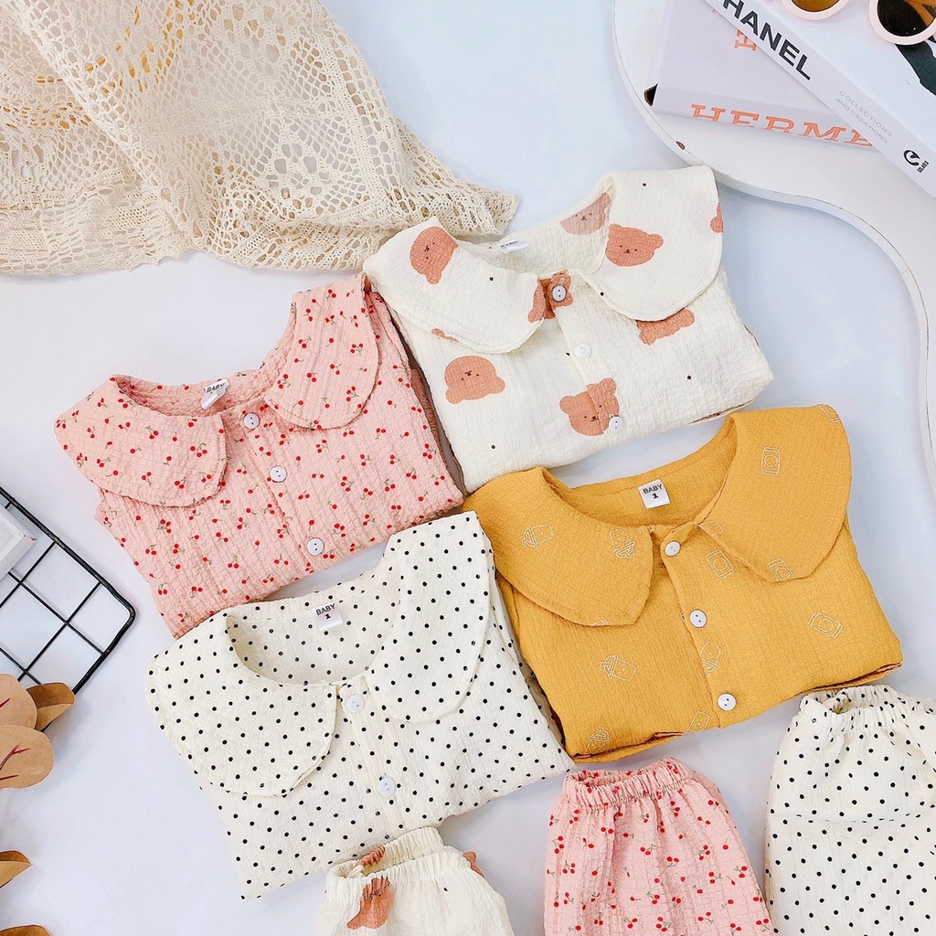 Pijama cho bé, combo 2 bộ pijama dài tay cho bé gái BD57-10