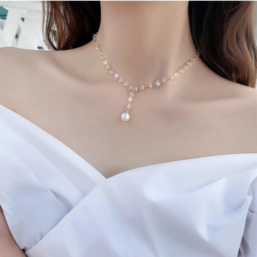 Vòng cổ Đính Hạt Ngọc Trai Nhân Tạo Thời Trang