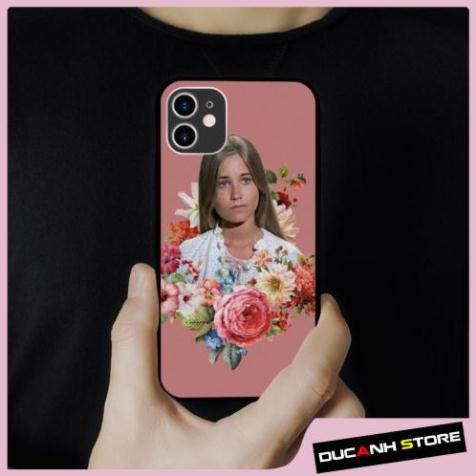 Ốp lưng iphone SAMSUNG hình a girl with pink flowers collage đẹp cạnh vuông  cho các dòng iPhone PAP20211112