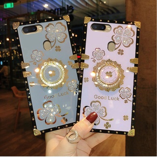 Ốp Điện Thoại Hình Vuông Bảo Vệ Chống Sốc Kèm Móc Xỏ Ngón Cho OPPO A5S A12 A7 A3S A12E A5 2020 A9