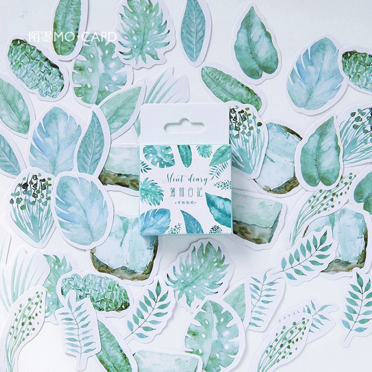 [HD43] Bộ 45 hình dán sticker Hình Lá trang trí sổ tay DIY phong cách Nhật