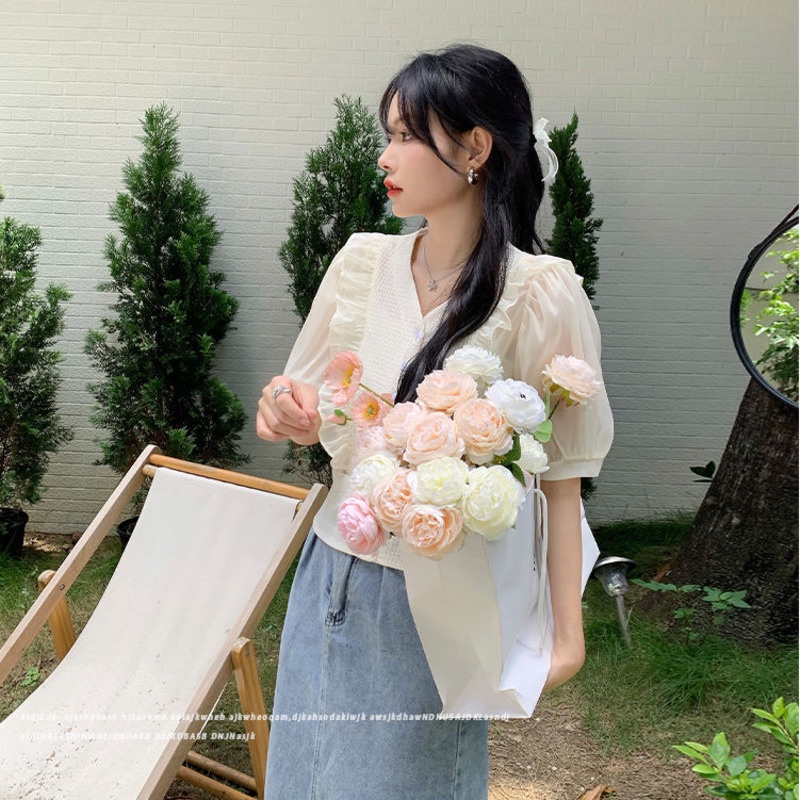 Áo Cardigan Dệt Kim Mỏng Ghép Nối Một Hàng Nút Nhẹ Nhàng Đa Năng Mùa Hè Hàng Mới