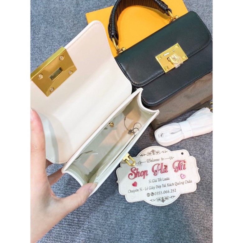 Túi xách quai đan mềm khoá gập Sz 18 xinh