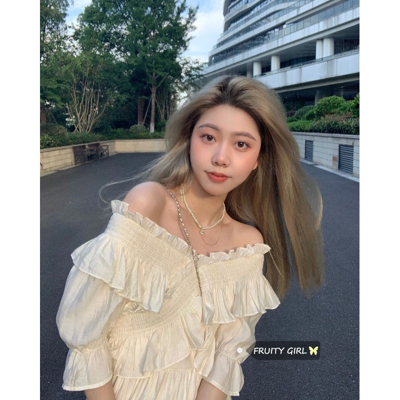 Jane Váy trễ vai mùa hè Phiên bản Hàn Quốc của phong cách retro cổ điển Hepburn