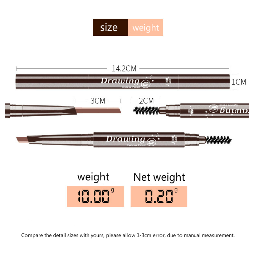 Chì kẻ mày DNM hai đầu tự động xoay kháng nước dễ lên màu 7 màu tùy chọn | BigBuy360 - bigbuy360.vn