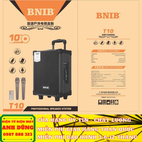 LOA KÉO KARAOKE DI ĐỘNG BNIB T10 BASS 25 TIỆN NGHI CHO MỌI NGƯỜI, KẾT NỐI THÔNG MINH.