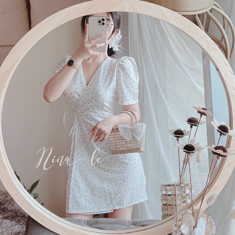 [Hình thật] Đầm hoa đắp chéo cột eo Vintage siêu xinh | BigBuy360 - bigbuy360.vn