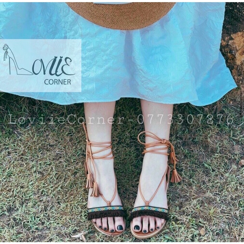 [Mã SKAMFSW175 giảm 10K đơn 50K] SANDAL CAO GÓT LOVIIECORNER - GIÀY SANDAL CAO ĐẾ NHỌN 7 PHÂN CỘT DÂY CHIẾN BINH G220307