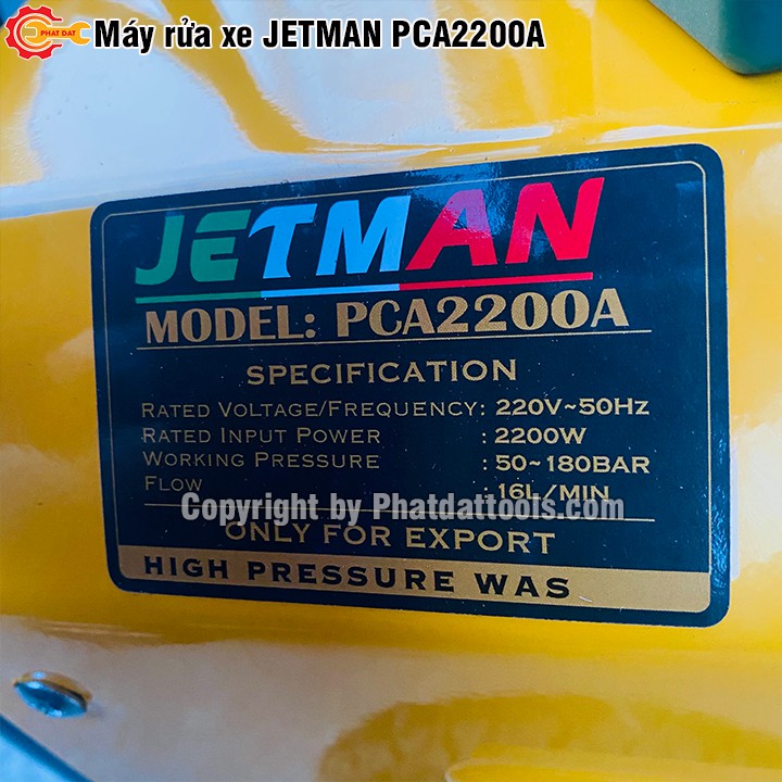 Máy Xịt Rửa Công Nghiệp Jetman PCA2200A Máy Rửa Xe Công Suất Lớn 2200w Bảo Hành 12 Tháng