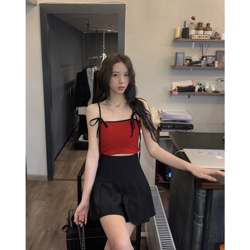 Áo Nữ Hai Dây Phối Màu Tương Phản Thời Trang Mùa Hè Mới