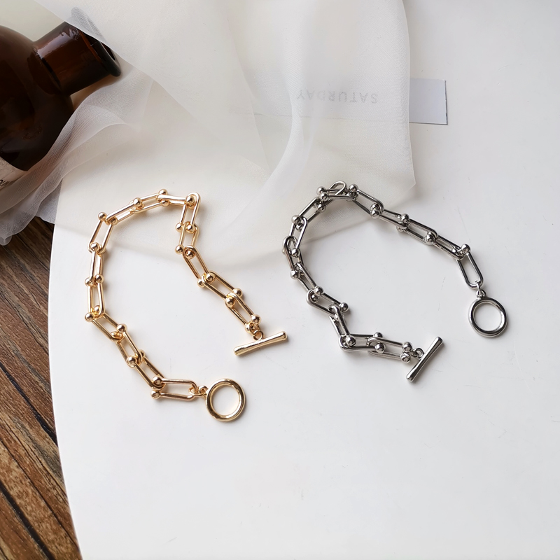 Lắc tay mạ bạc màu vàng/bạc kiểu dáng cổ điển thời trang cho nữ | BigBuy360 - bigbuy360.vn