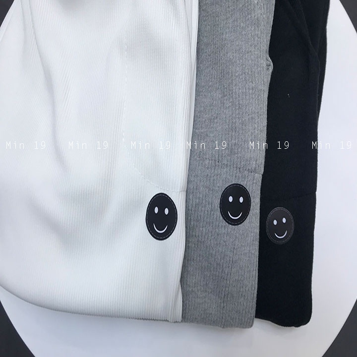 Quần ống rộng nữ MIN19 quần jogger bigsize lưng cao ống rộng cạp chun bo gấu màu trắng đen ghi thời trang Hàn Quốc | BigBuy360 - bigbuy360.vn