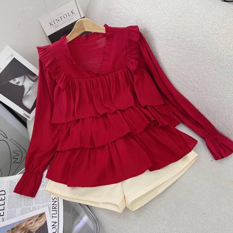 Sét áo babydoll tay dài quần ngắn bigsize Kim Ngân 50 kg đến 90 kg