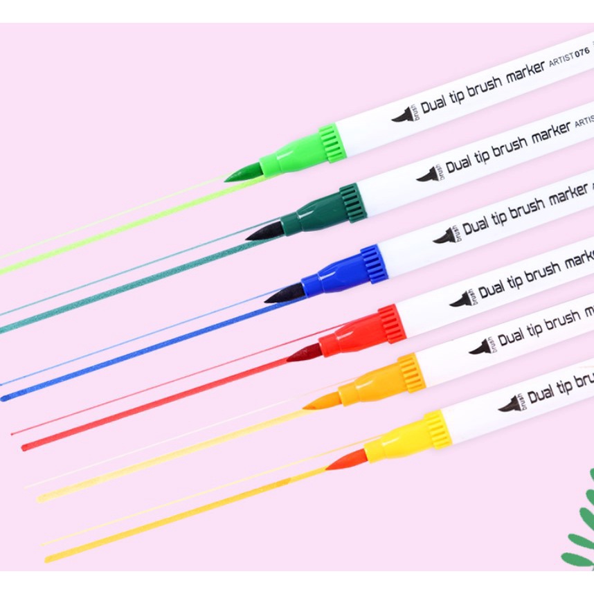 Bộ set 12 24 36 48 màu bút viết calligraphy luyện viết siêu đẹp , bút brush nhiều màu MONABOOK