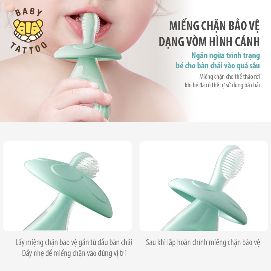 [Mã BMBAU50 giảm 7% đơn 150K] Bàn Chải Đánh Răng, Gặm Nướu Silicone BABY TATTOO Chuyên Dụng Cho Bé 0-3 Tuổi