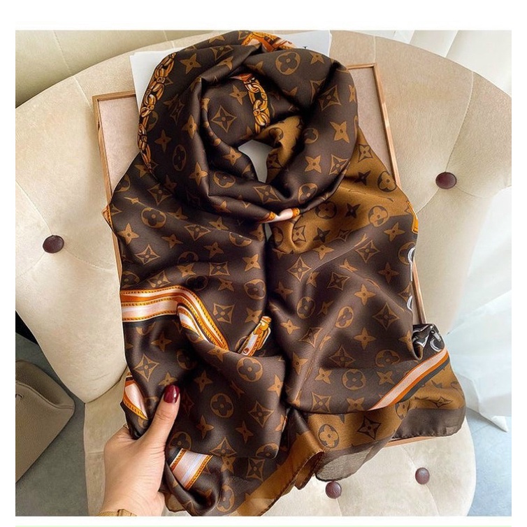 Khăn Lụa Dài choàng Cổ Hoạ Tiêts Sang Trọng- Khăn Lụa Satin Cao Cấp Thời Trang kích thước 90x180cm