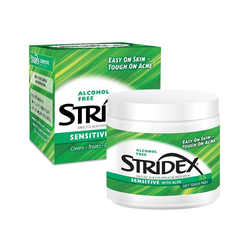 Stridex Anti-Acne Wipes Salicylic Acid 0,5% / 2%  BHA làm giảm mụn đầu đen
