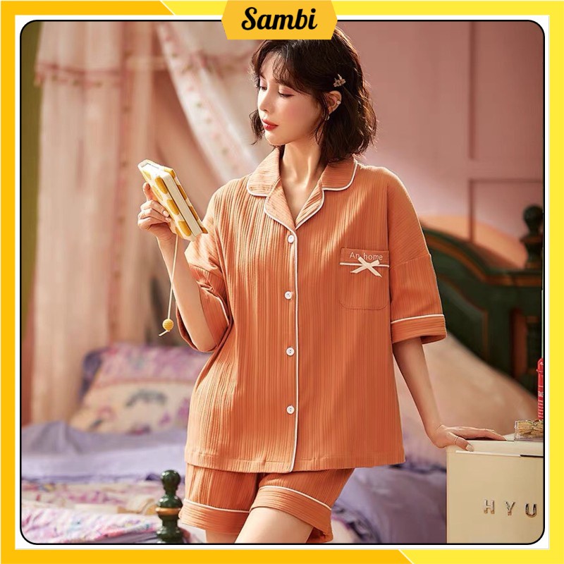 Đồ bộ Pijama nữ áo cộc tay quần đùi chất cotton cao cấp mới nhất mùa hè | BigBuy360 - bigbuy360.vn