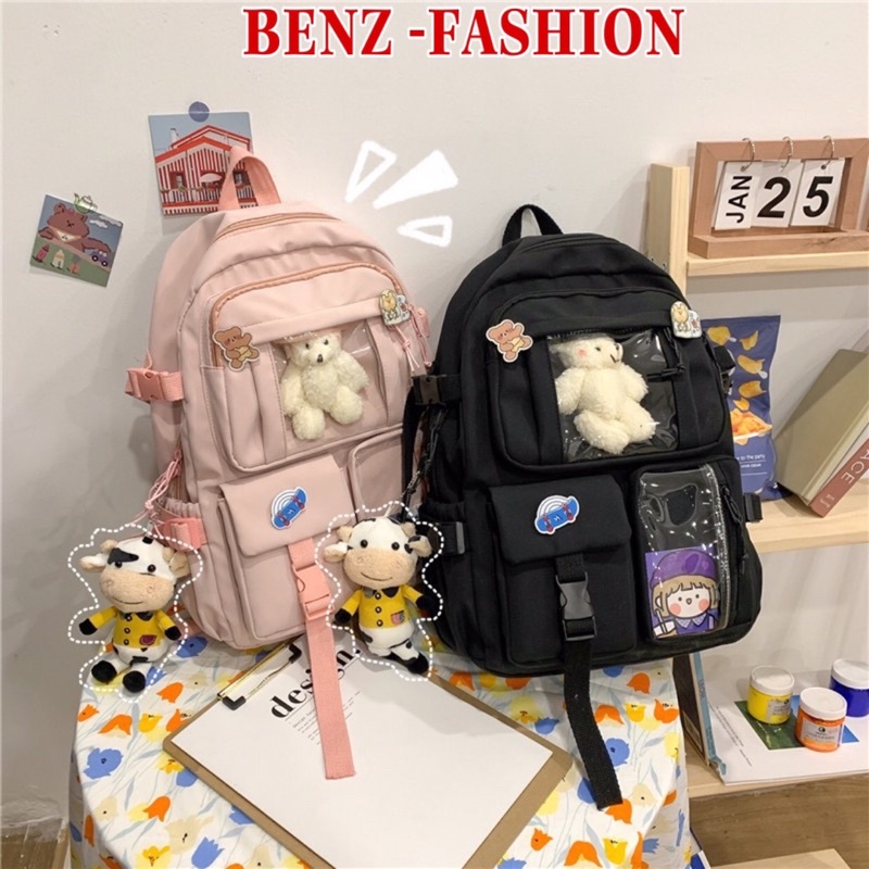 Balo đi học nữ cặp Ulzzang phong cách Nhật Hàn Nhiều ngăn đựng tiện dụng BT 119