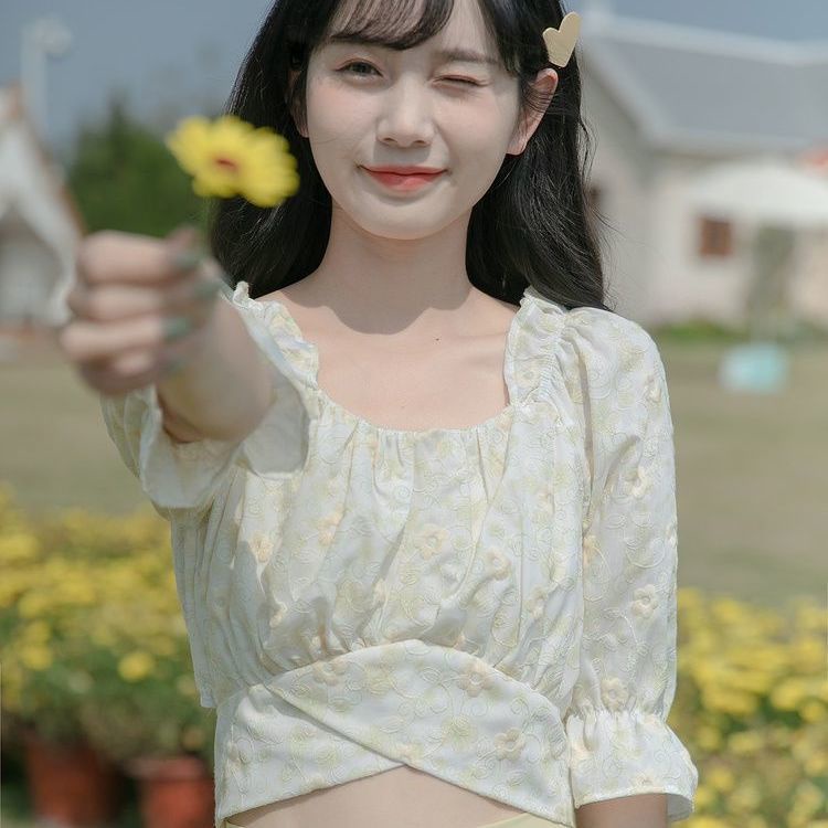 Áo Kiểu Ngắn Tay Thắt Nơ Sau Lưng Thời Trang Mùa Hè Cho Nữ