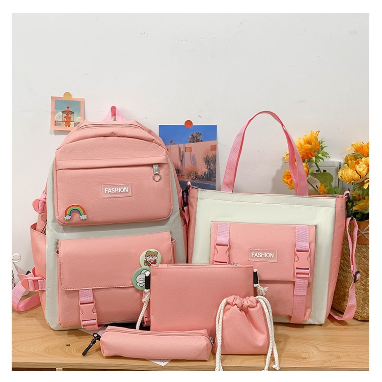 SET BALO 4 MÓN Học Sinh Cấp 1 2 3 ĐẾN TRƯỜNG ĐI HỌC, SET BALO THỜI TRANG Bibiga Trơn